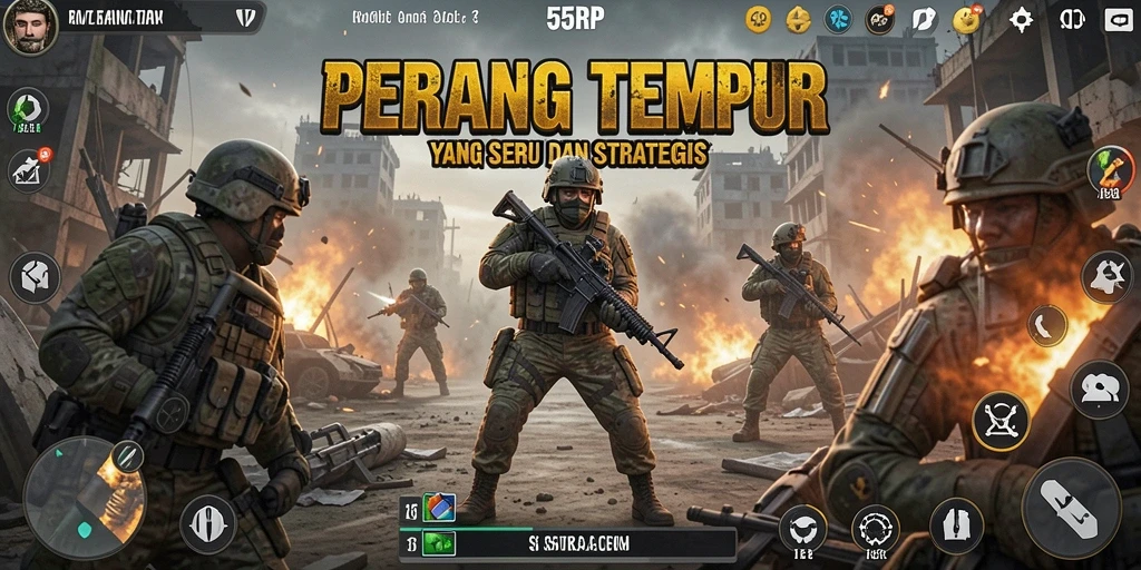 Screenshot gameplay seru 55RP dengan aksi tempur yang mendebarkan.