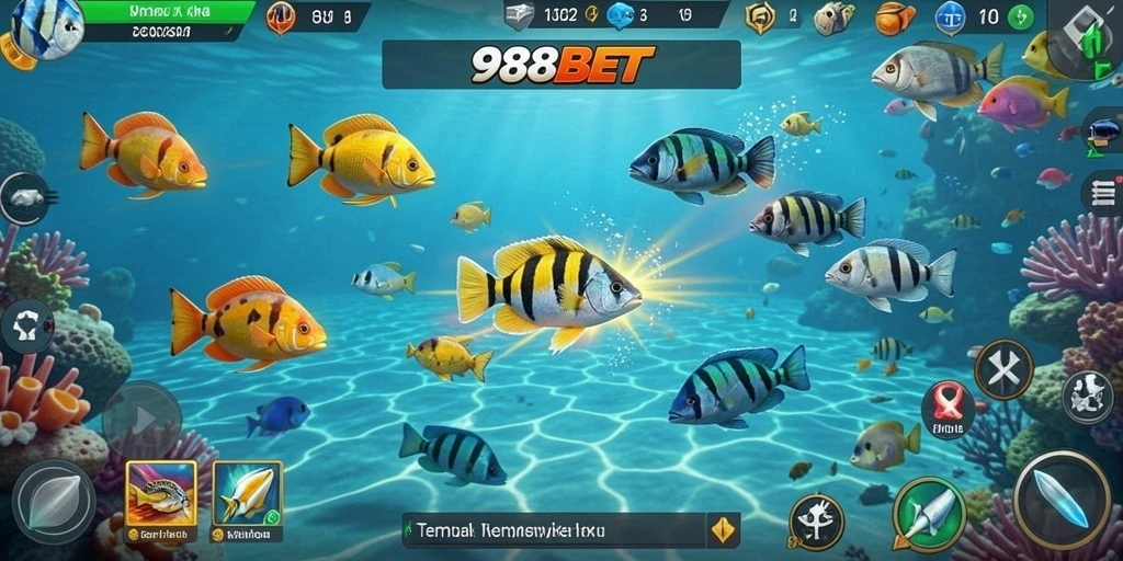 Tampilan gameplay Tembak Ikan yang memukau di 988BET.