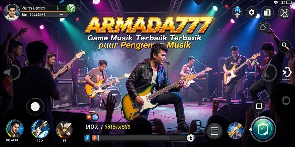 Tampilan gameplay ARMADA777 menampilkan penggemar musik yang bersenang-senang.