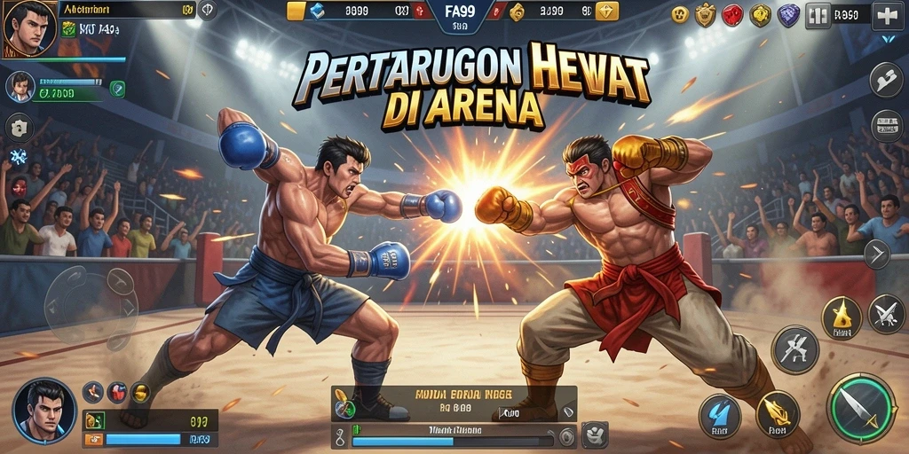 Tampilan gameplay Fighting yang seru dan mendebarkan di FA99.
