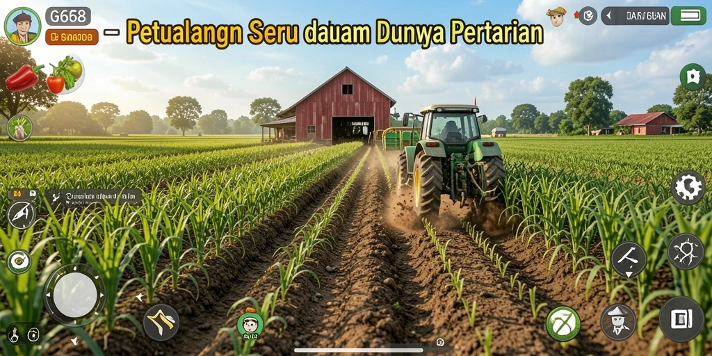 Screenshot gameplay G668 yang menampilkan aktivitas bertani seru.