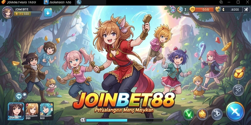 Screenshot permainan JOINBET88 dengan karakter anime yang penuh aksi.