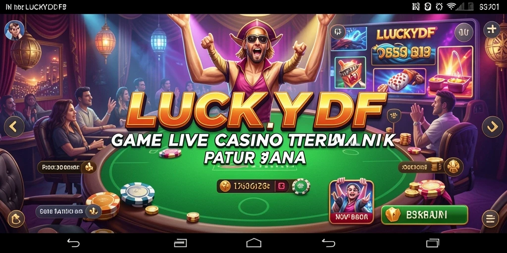 Screenshot menunjukkan dealer langsung di LUCKYDF saat memandu permainan.