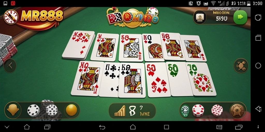 Tampilan gameplay seru dari MR888 yang menampilkan aksi domino.