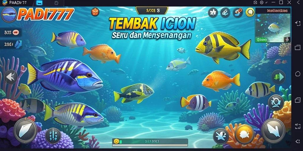 Tampak gameplay PADI777 dengan aksi tembak ikan yang seru.